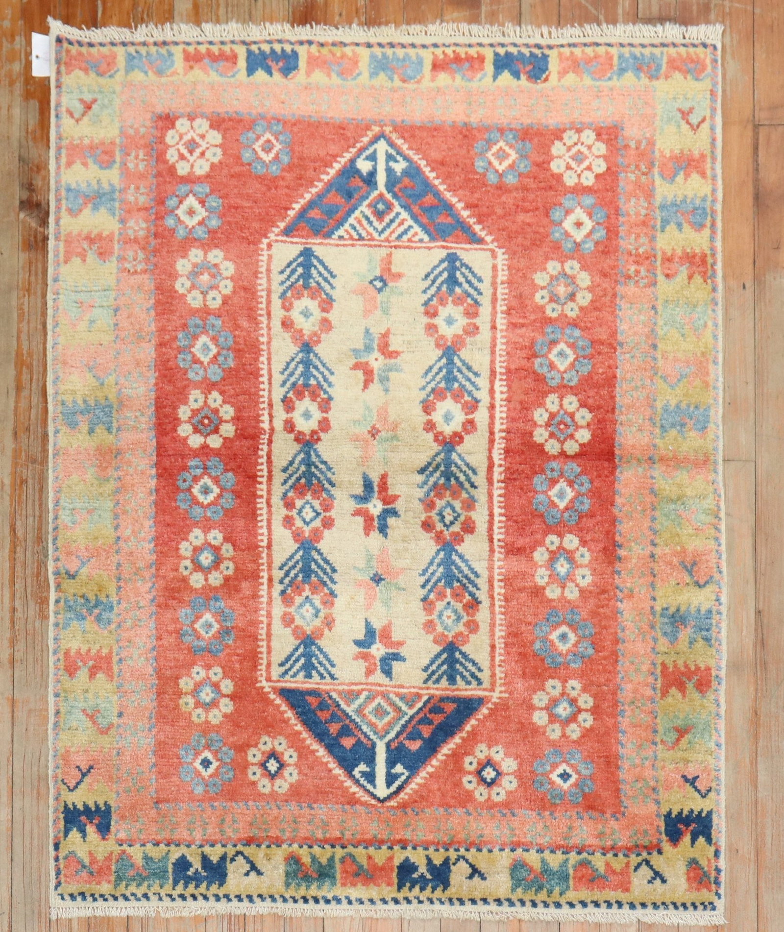 3' 4" x 4' 3" Turkish Anatolian Small Prayer Rug: 3' 4" x 4' 3" Turkish Anatolian Small Prayer Rug Mid-20th century Turkish Anatolian prayer rug in a square-size format. This pre-owned rug is identified as an Anatolian type. Specifications Item Type: