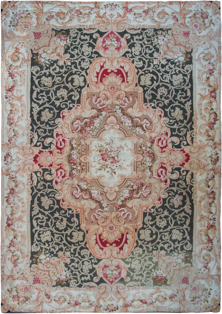 Napoleon III French Aubusson Area Rug 16x23 Handmade Wool Antique: Napoleon III French Aubusson Area Rug 16x23 Handmade Wool Antique Antique French Aubusson handmade area rug in a Napoleon III design, circa 1860. This original flat-weave rug features a floral pattern