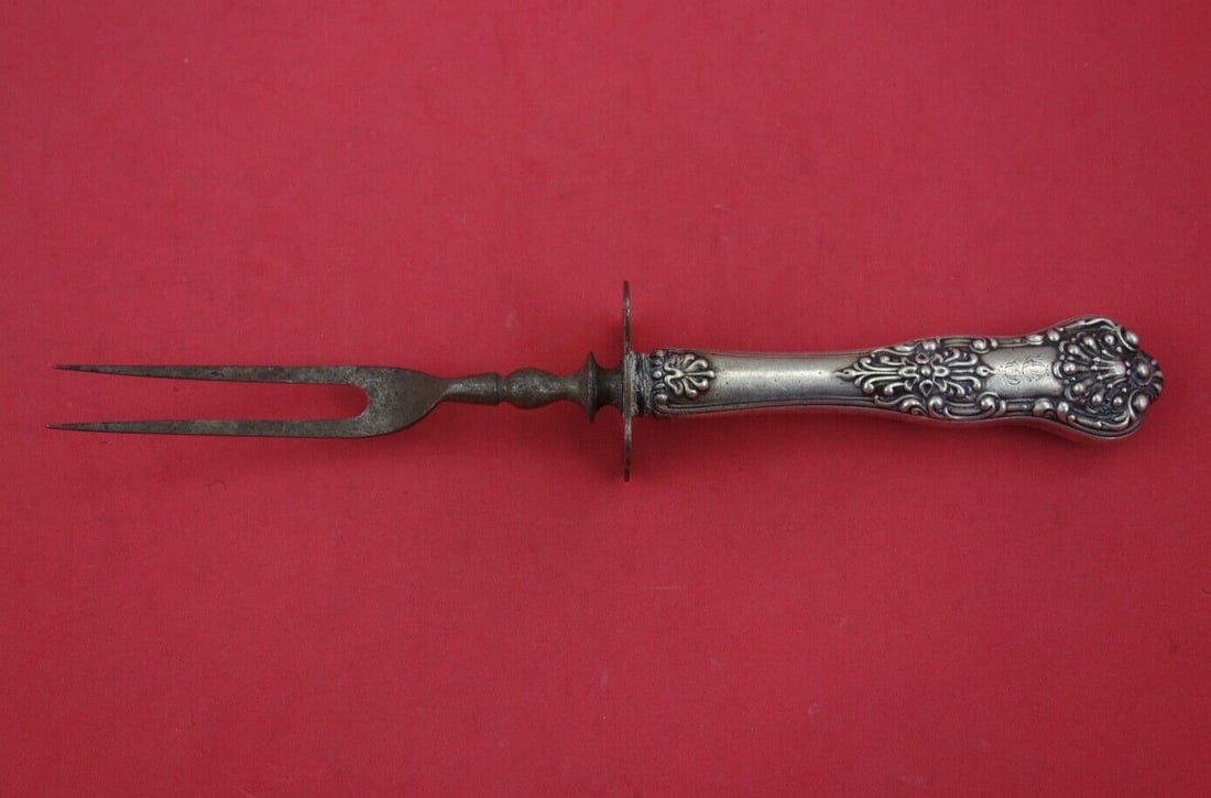 Dominick & Haff New King Sterling Silver Carving Fork 10.25 inches: Dominick & Haff New King Sterling Silver Carving Fork 10.25 inches Elevate your dining experience with this exquisite sterling silver roast carving fork, featuring the elegant New King pattern by Domi