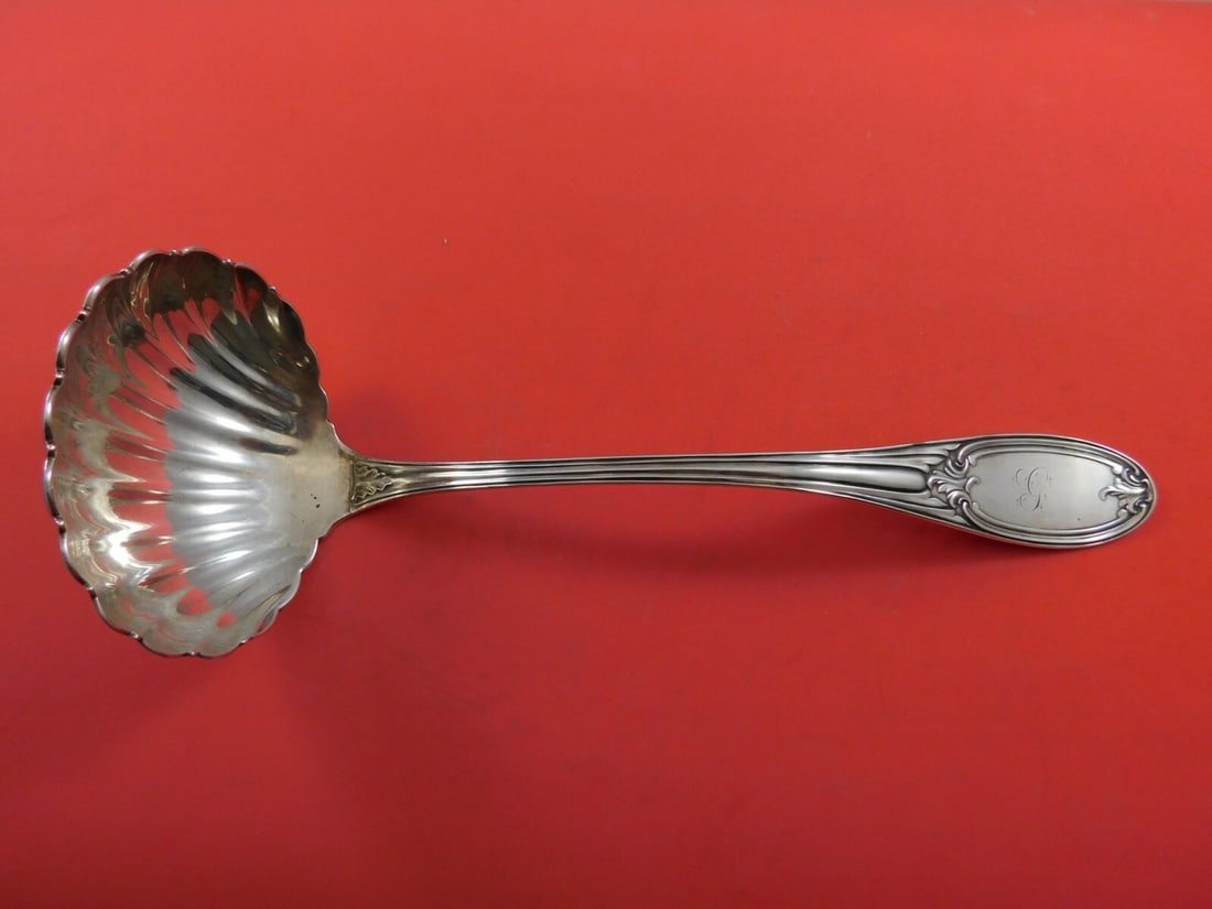 Hebbard Louis XIV Sterling Silver Oyster Ladle 11 1/4" Fluted by John Polhamus: Hebbard Louis XIV Sterling Silver Oyster Ladle 11 1/4" Fluted by John Polhamus Discover the elegance of the Louis XIV Oyster Ladle, crafted from fine sterling silver and designed by John Chandler Moor