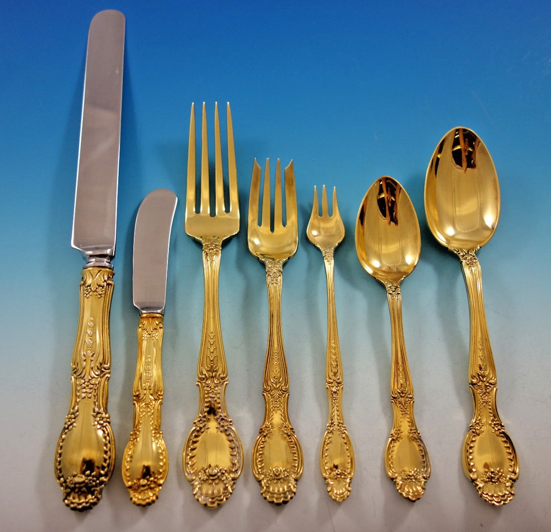Tiffany Richelieu Sterling Silver Vermeil Flatware Service for 12 84 Pieces (1 of 9)