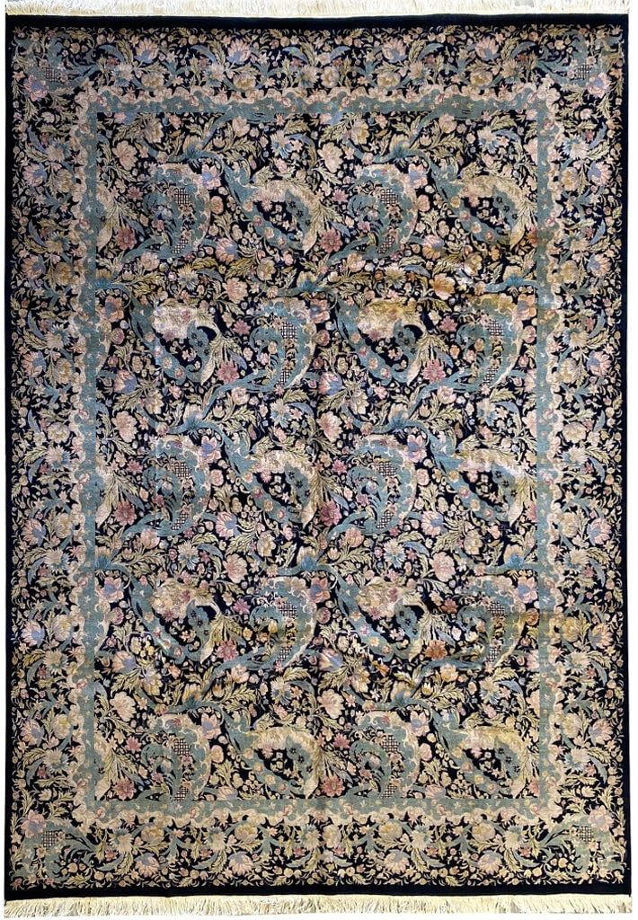 Handmade English Garden Rug 9.0 x 12.0 Feet Midnight Black Blue: Handmade English Garden Rug 9.0 x 12.0 Feet Midnight Black Blue Free continental US Shipping This exquisite 9.0 x 12.0 fine weave rug is a stunning addition to any space, featuring a beautiful handmad