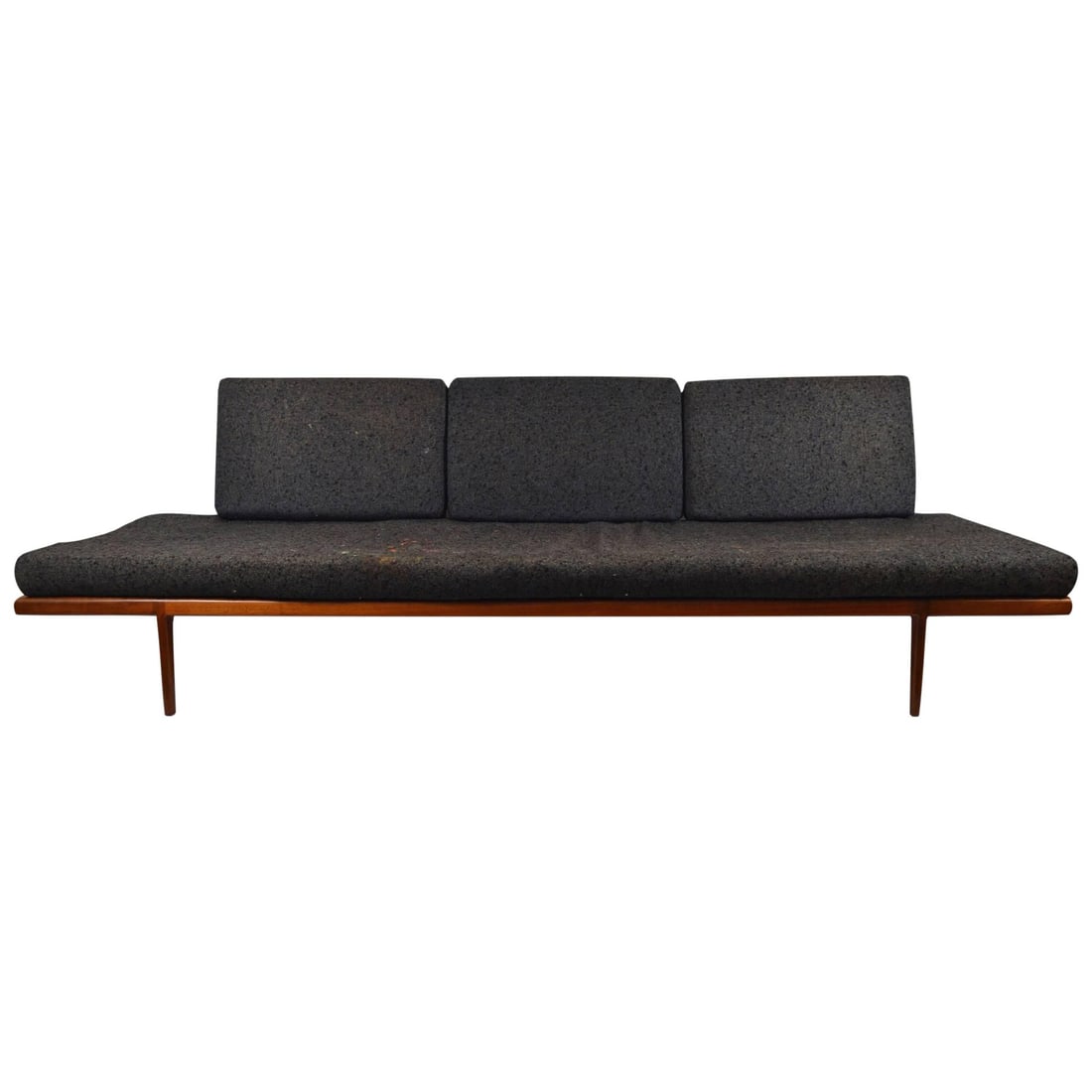 Rare Vintage Smilow Daybed Couch Walnut Frame Black Upholstery (1 of 10)