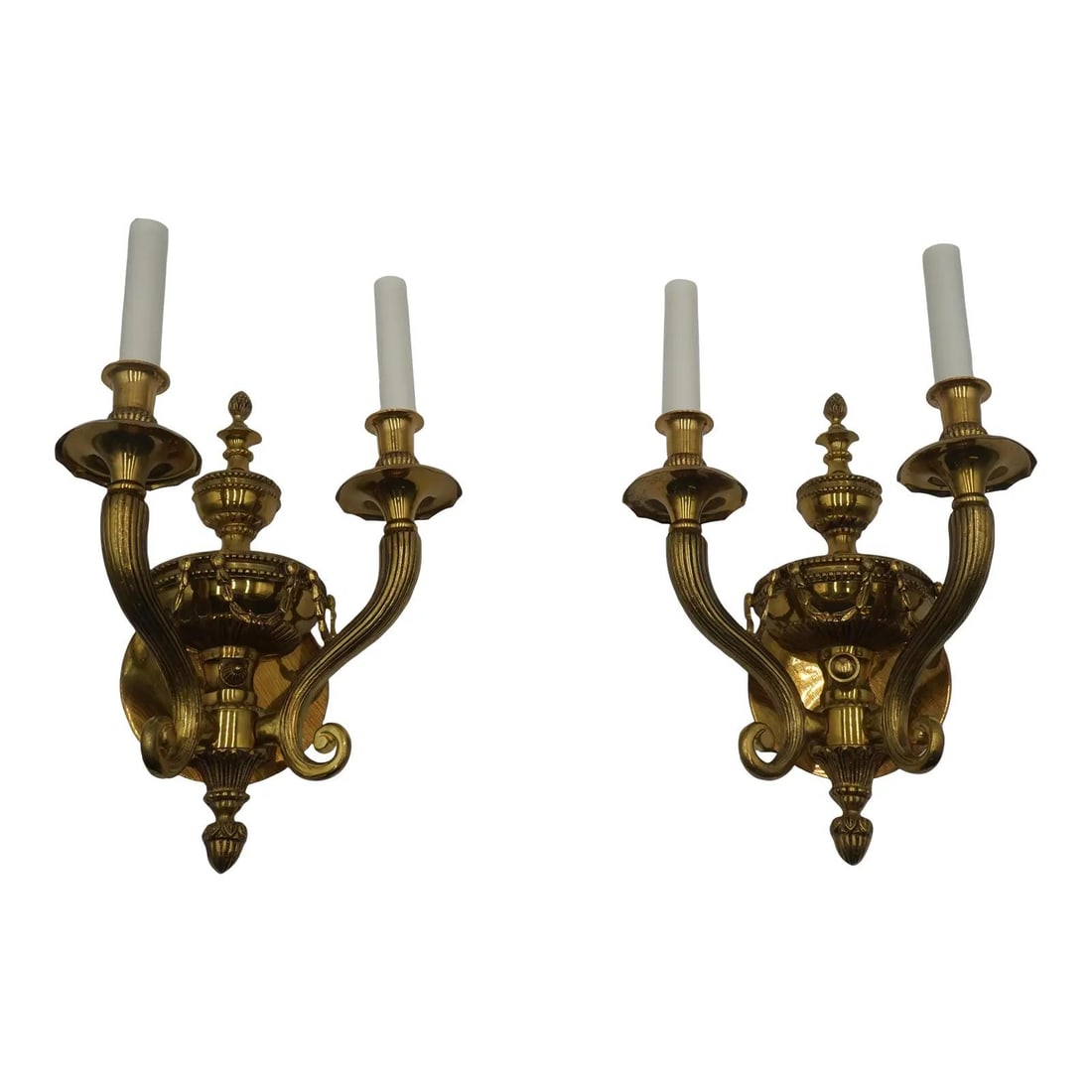 Pair of French Regency Style Brass Wall Sconces 1960s (1 of 9)