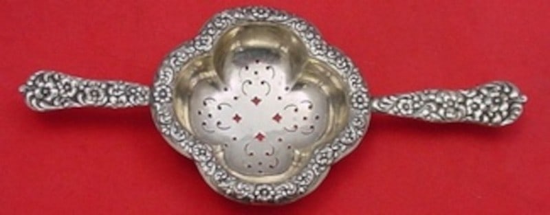 Dominick Haff Rococo Sterling Tea Strainer 6 1 8 Double Handle (1 of 2)