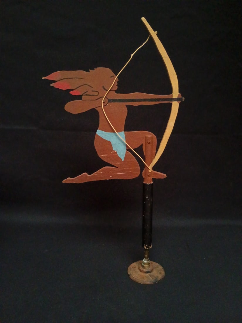Antique Native American Archer Folk Art Weathervane on Metal Stand (1 of 18)