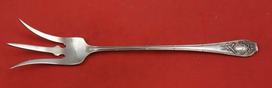 Wallace Versailles Sterling Silver Lettuce Fork 8 3/8 Inch Monogrammed: Wallace Versailles Sterling Silver Lettuce Fork 8 3/8 Inch Monogrammed Introducing the exquisite Versailles Lettuce Fork by Wallace, a stunning piece of heirloom silverware crafted from high-quality s
