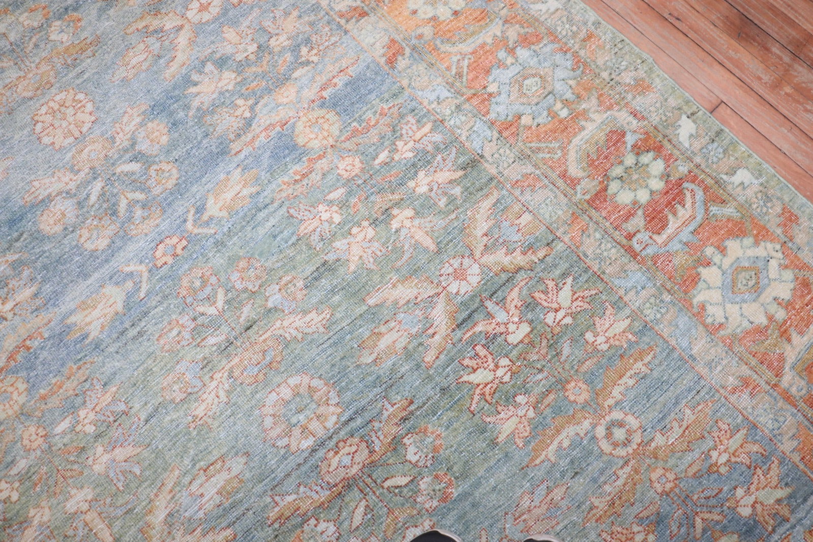 6' x 11' 9" Persian Mahal Gallery Rug Blue Green: 6' x 11' 9" Persian Mahal Gallery Rug Blue Green Early 20th century Persian Mahal gallery rug in a blue and green palette. This pre-owned rug is identified as a Sultanabad/Mahal type and is presented 