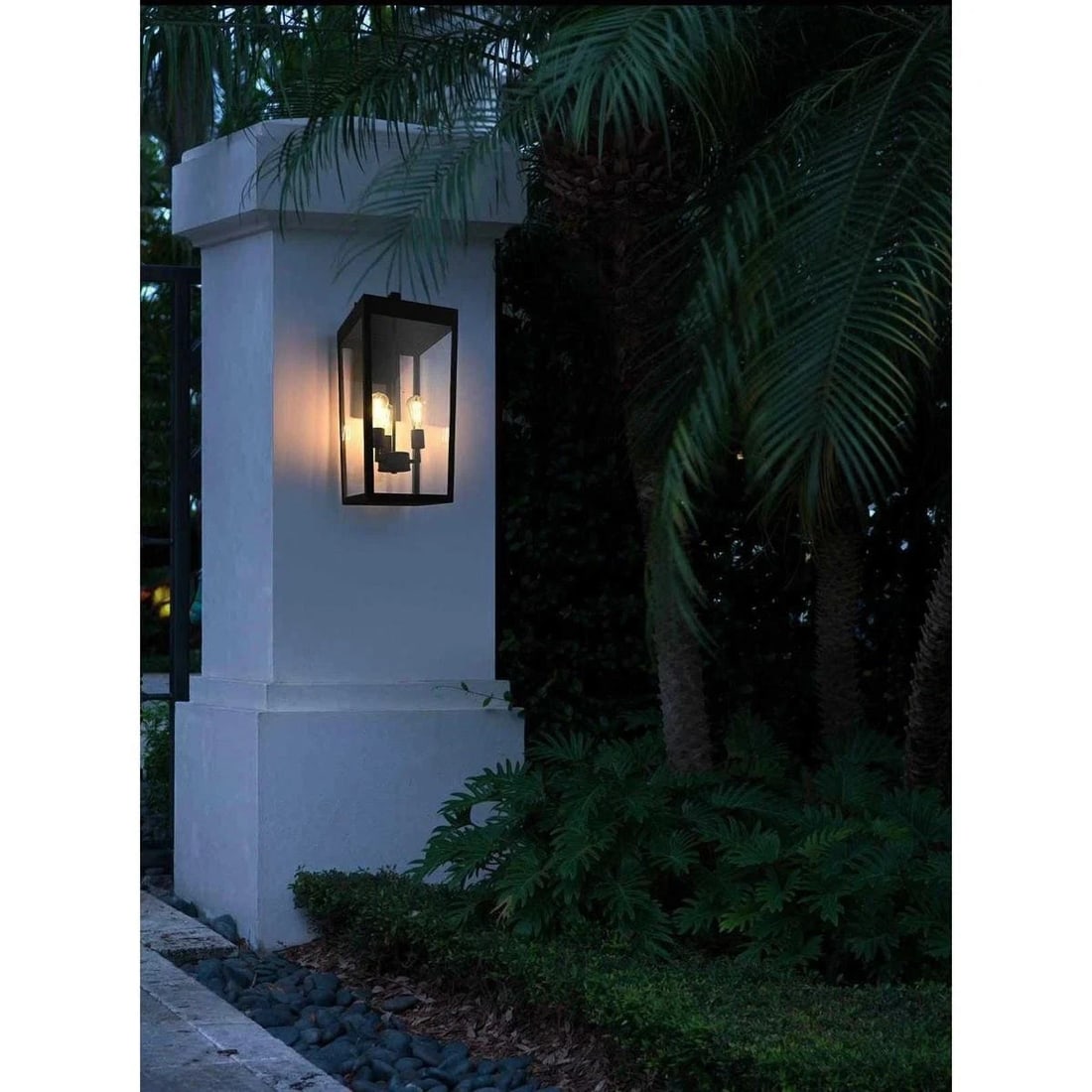 William 28 in Black Outdoor Wall Lantern 3 Light Glass Iron (1 of 9)