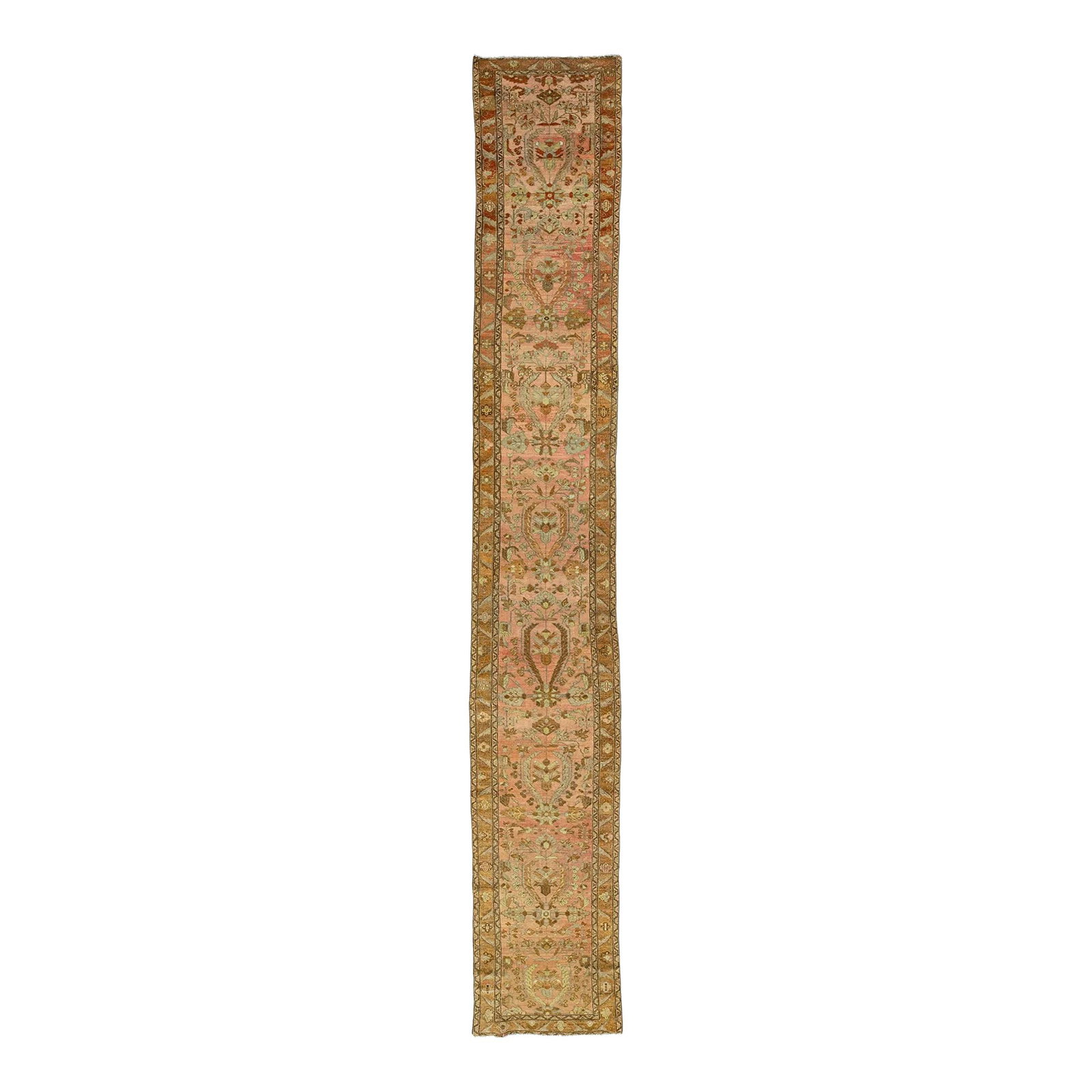 Antique Lilihan Handmade Wool Runner Peach Floral Design 2'7 x 16'8 (1 of 9)