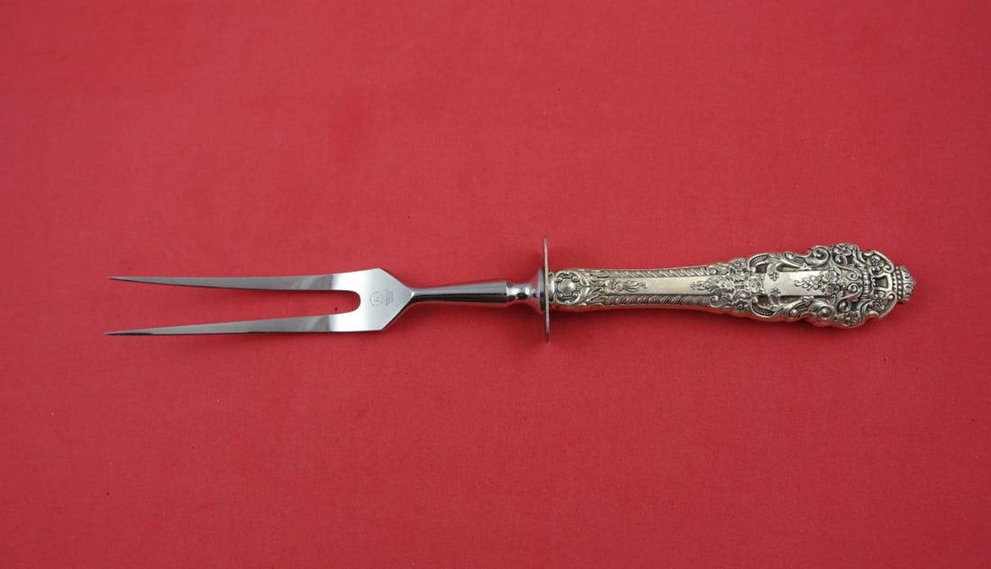 Gorham Crown Baroque Sterling Silver Roast Carving Fork 10 3/4": Gorham Crown Baroque Sterling Silver Roast Carving Fork 10 3/4" Elevate your dining experience with this exquisite Crown Baroque Roast Carving Fork by Gorham. Crafted from high-quality sterling silver