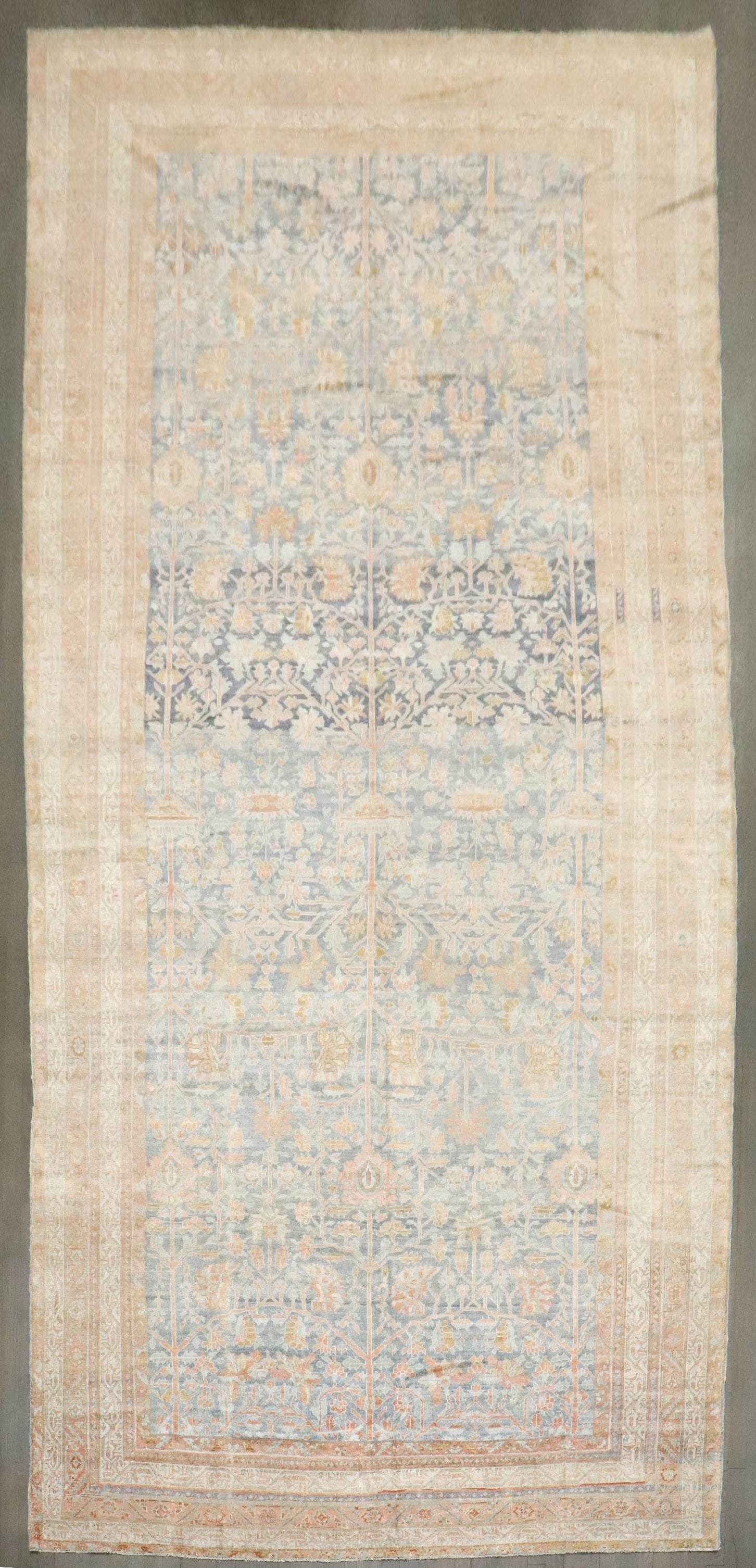 7' 4" x 16' 6" Persian Malayer Gallery Rug Light Blue: 7' 4" x 16' 6" Persian Malayer Gallery Rug Light Blue A pre-owned 1920s Persian Malayer corridor rug in a light blue palette. This gallery-size rug is identified as a Malayer type. Specifications Type