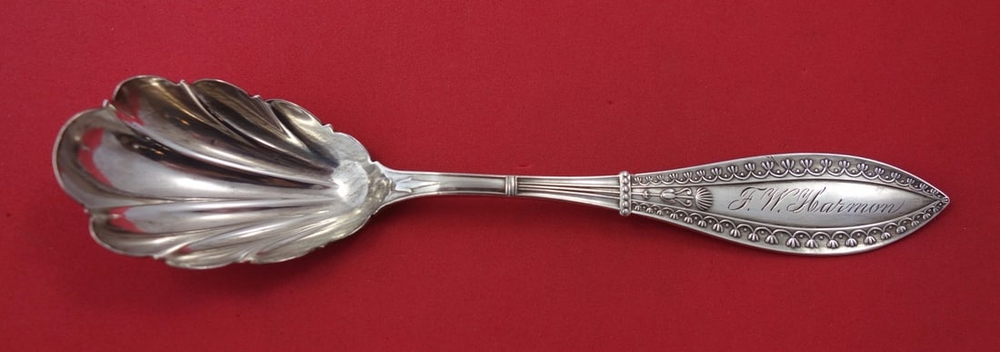 Schulz & Fischer Olympic Sterling Silver Preserve Spoon Shell 7 1/8 inches (1 of 1)
