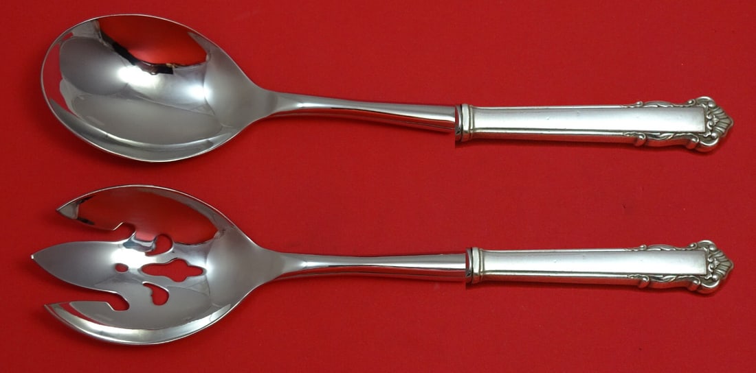 Lunt Sterling Silver English Shell Salad Serving Set 2pc Custom Made (1 of 3)