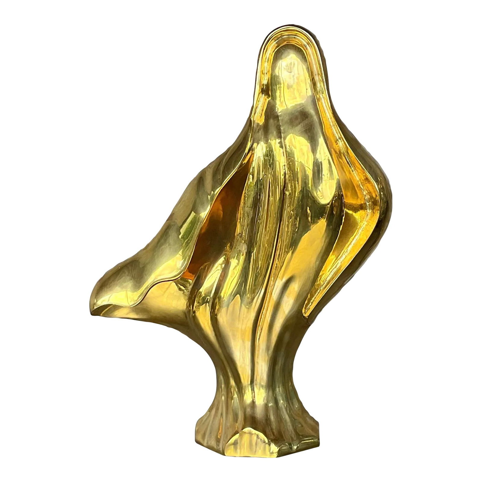 Vintage 1980s Brass Abstract Sculpture 17in Tall: Vintage 1980s Brass Abstract Sculpture 17in Tall Discover this stunning vintage 1980s abstract brass sculpture, showcasing a chic composition with a high polished shine. This eye-catching piece was ac