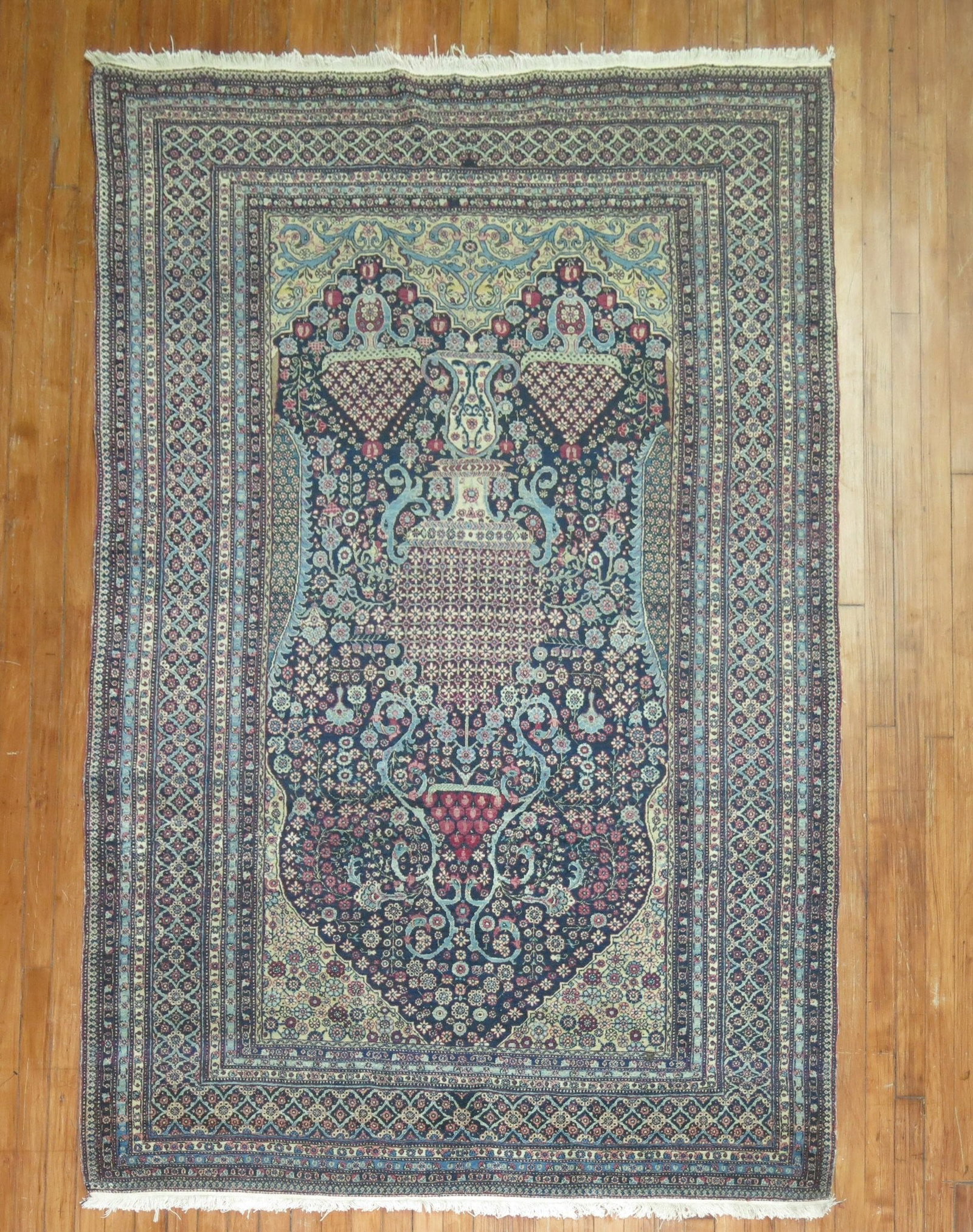 4' 10" x 7' 6" Teheran prayer niche rug late 19th century: 4' 10" x 7' 6" Teheran prayer niche rug late 19th century Late 19th century Persian Teheran prayer rug featuring a prayer niche motif. This pre-owned accent rug retains the original character and desi
