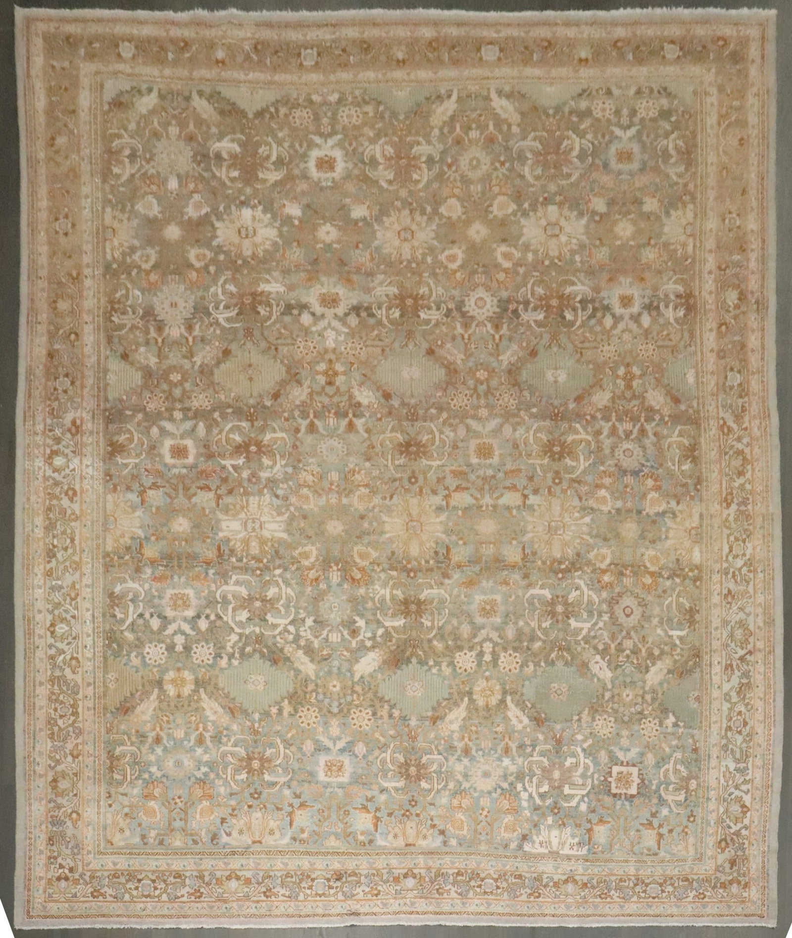 10' 6" x 12' 8" Persian Bibikabad Square Room Size Rug: 10' 6" x 12' 8" Persian Bibikabad Square Room Size Rug Early 20th century Persian Bibikabad square room-size rug with feminine coloring and an intricate patterned design. Pre-owned. Specifications Typ