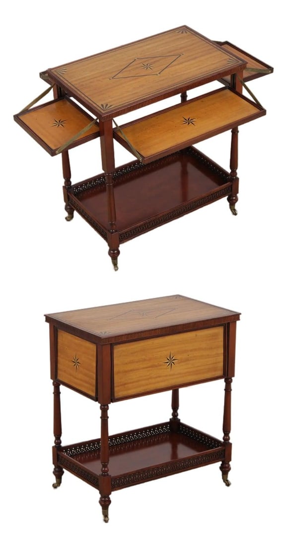 Neoclassical Mahogany Satinwood Server Cart by John Widdicomb (1 of 10)