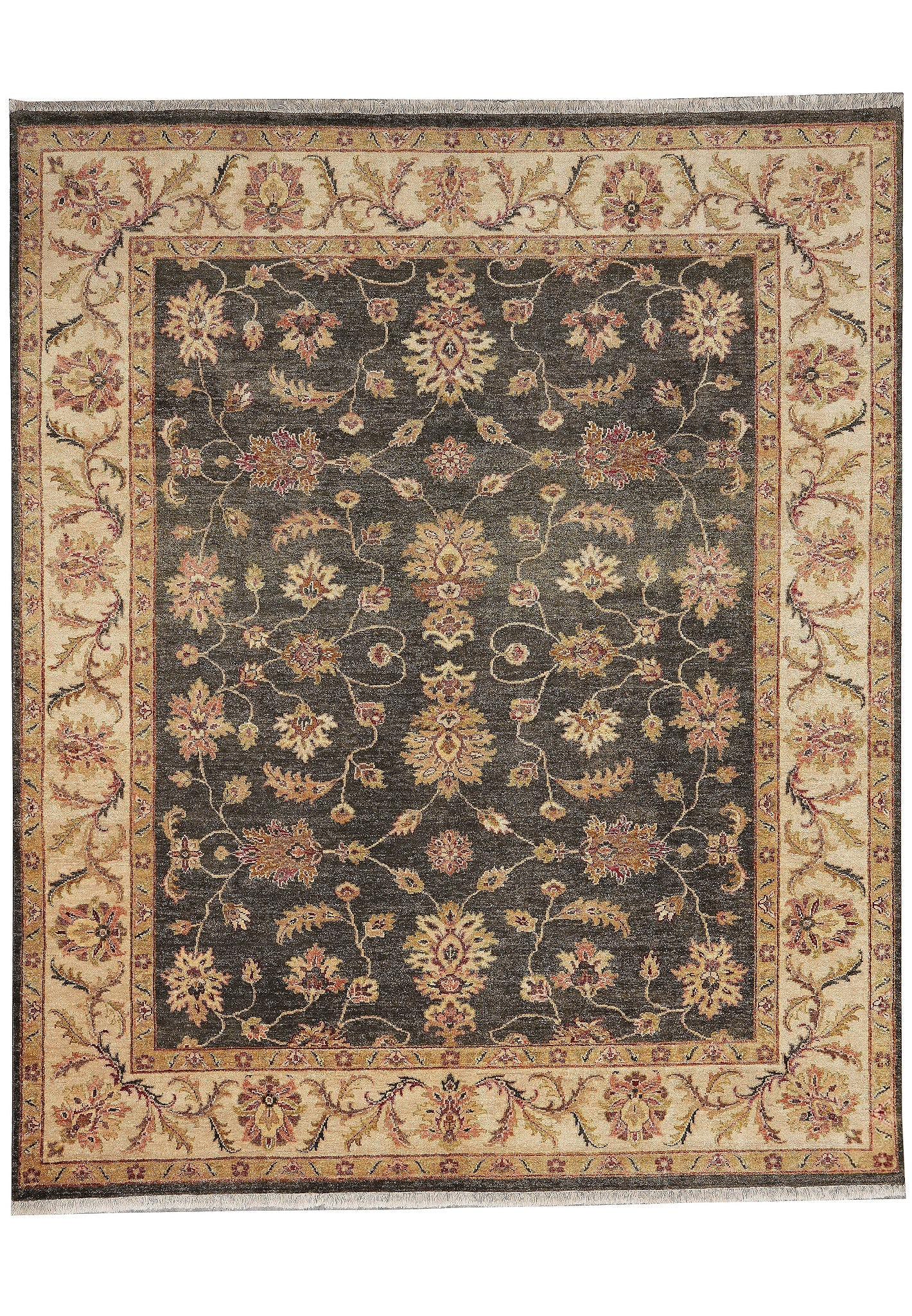 8 x 9.6 Moss Green Chobi Peshawar Rug Hand Knotted Wool (1 of 12)