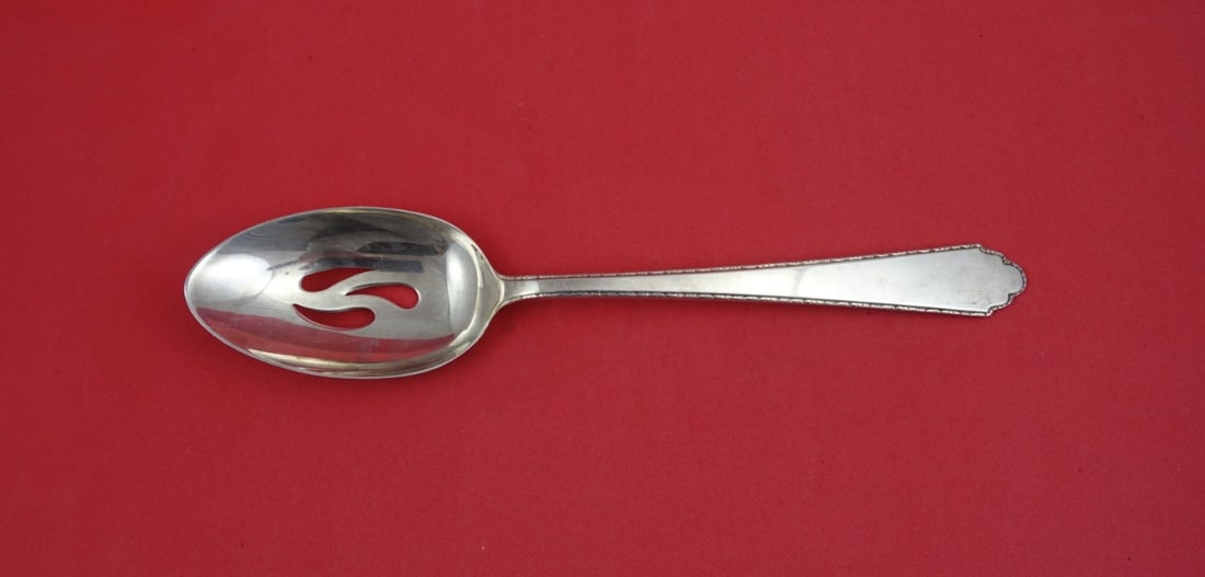 Sterling Silver 3-Hole Pierced Serving Spoon William and Mary Pattern (1 of 2)