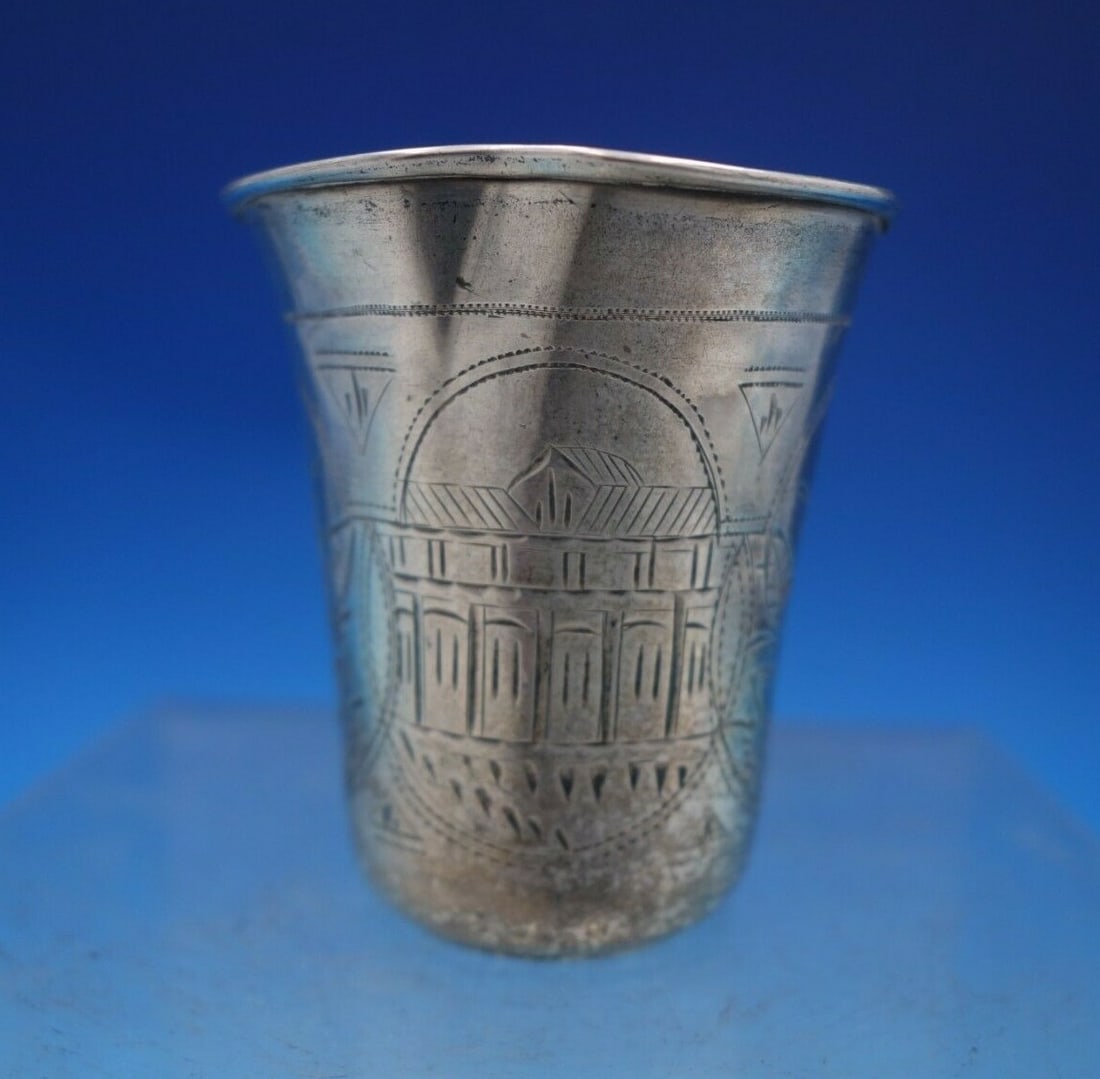 1893 Russian sterling vodka cup 2 5/8" x 2 1/4" (1 of 6)