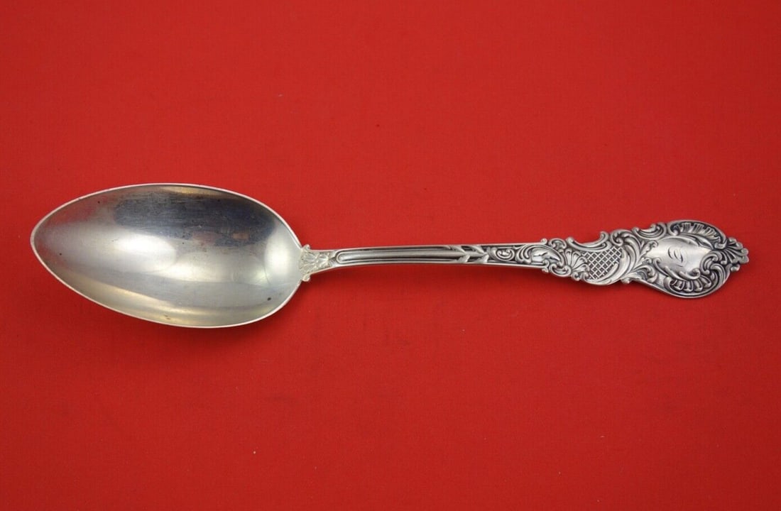 Gorham Dresden Sterling Silver Serving Spoon 8 5/8 Inch Monogrammed: Gorham Dresden Sterling Silver Serving Spoon 8 5/8 Inch Monogrammed This elegant serving spoon from the Dresden pattern by Gorham is crafted from high-quality sterling silver. Measuring 8 5/8 inches, 
