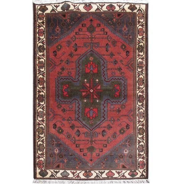 Handmade Persian Hamadan Rug 3.7 x 6.0 Tribal Design: Handmade Persian Hamadan Rug 3.7 x 6.0 Tribal Design Free continental US Shipping Experience the rich textures and vibrant colors of this 3.7 x 6.0 Persian Hamadan Rug. Expertly handmade, this tribal 