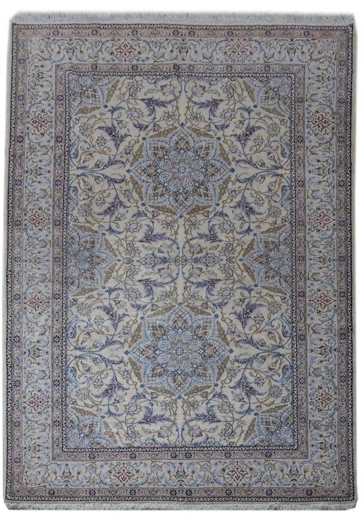 Persian Nain Rug 8.4 x 12 Signed Habibian 6 La 400 KPSI Wool Silk Rare Pattern: Persian Nain Rug 8.4 x 12 Signed Habibian 6 La 400 KPSI Wool Silk Rare Pattern Free continental US Shipping This authentic Persian Nain rug measures 8.4 x 12 feet and features exceptional 6 La quality
