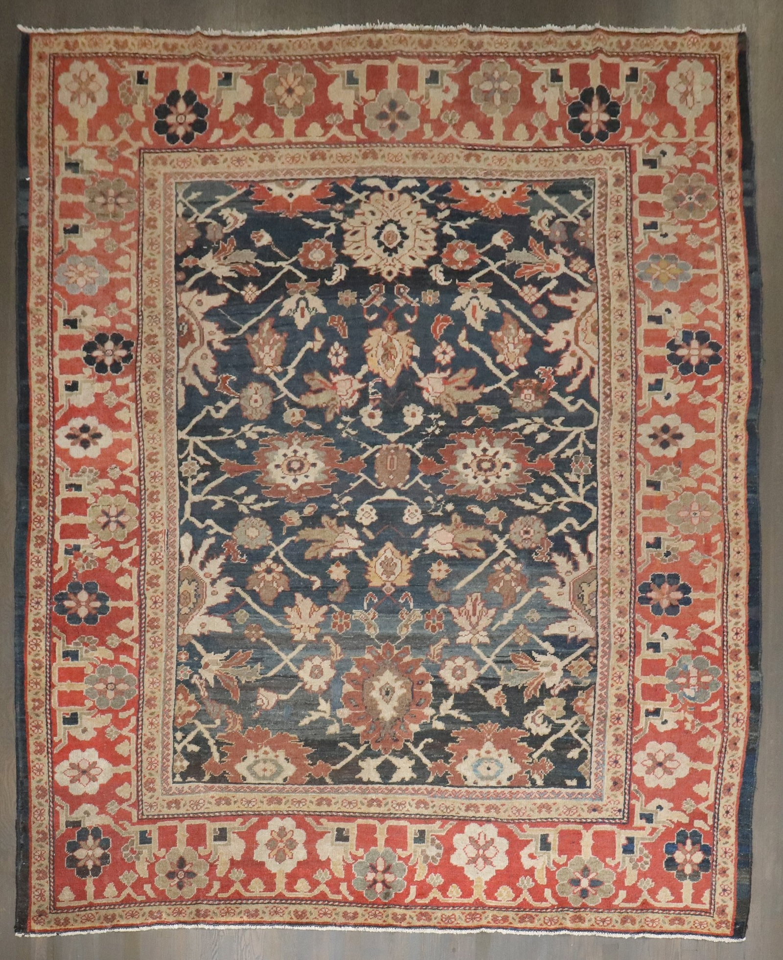8' 8" x 10' 1" Square Sultanabad Mahal Room Rug: 8' 8" x 10' 1" Square Sultanabad Mahal Room Rug Late 19th century Ziegler Sultanabad Mahal room-size square rug. This pre-owned piece is identified as a Sultanabad/Mahal rug and features a square room