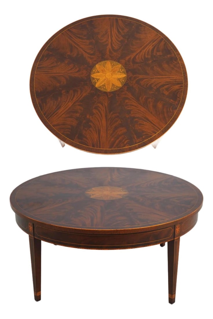 44w x 44d Mahogany Coffee Table Kindel Winterthur Eagle Inlay (1 of 10)