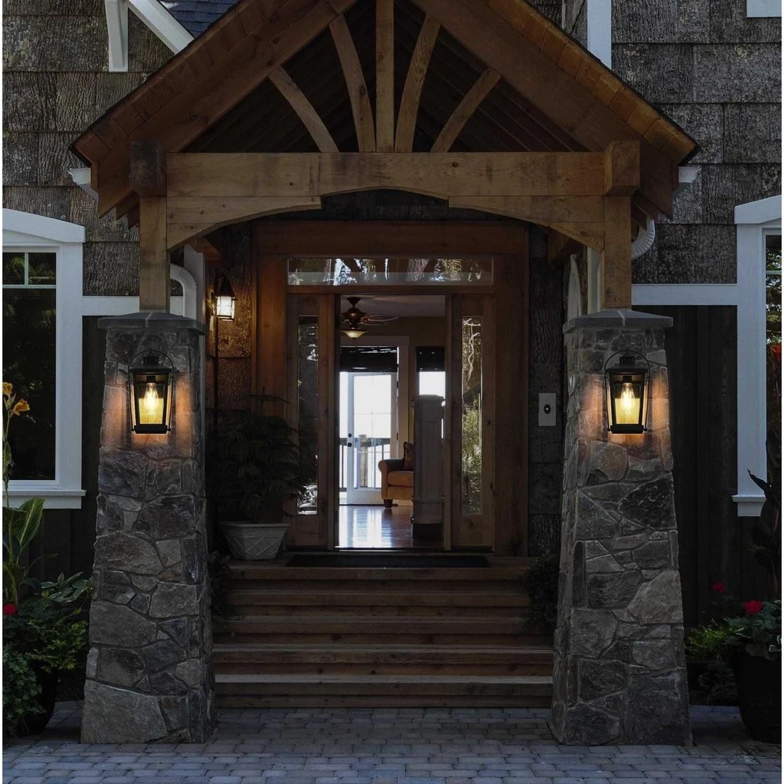 Black Outdoor Wall Lantern Clear Glass 13.9 Inch Luz (1 of 9)