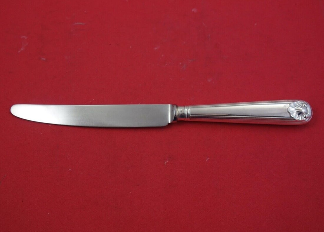 James Robinson Sterling Silver Dinner Knife Fiddle Thread Shell 9 3/4" (1 of 2)