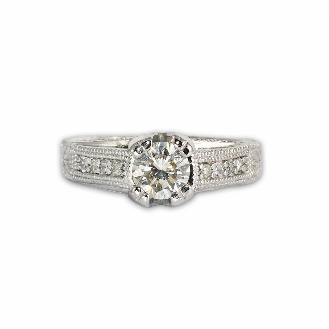 Natural Round Brilliant Diamond Ring 14k White Gold Size 6 (1 of 7)