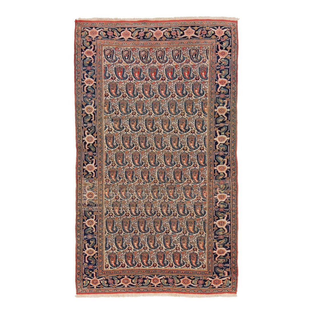 Handmade 4' x 6' Persian Malayer Beige Wool Rug Boteh Design: Handmade 4' x 6' Persian Malayer Beige Wool Rug Boteh Design Discover the beauty of this exquisite handmade Persian Malayer rug, crafted in the 20th century. It showcases a stunning beige field adorne