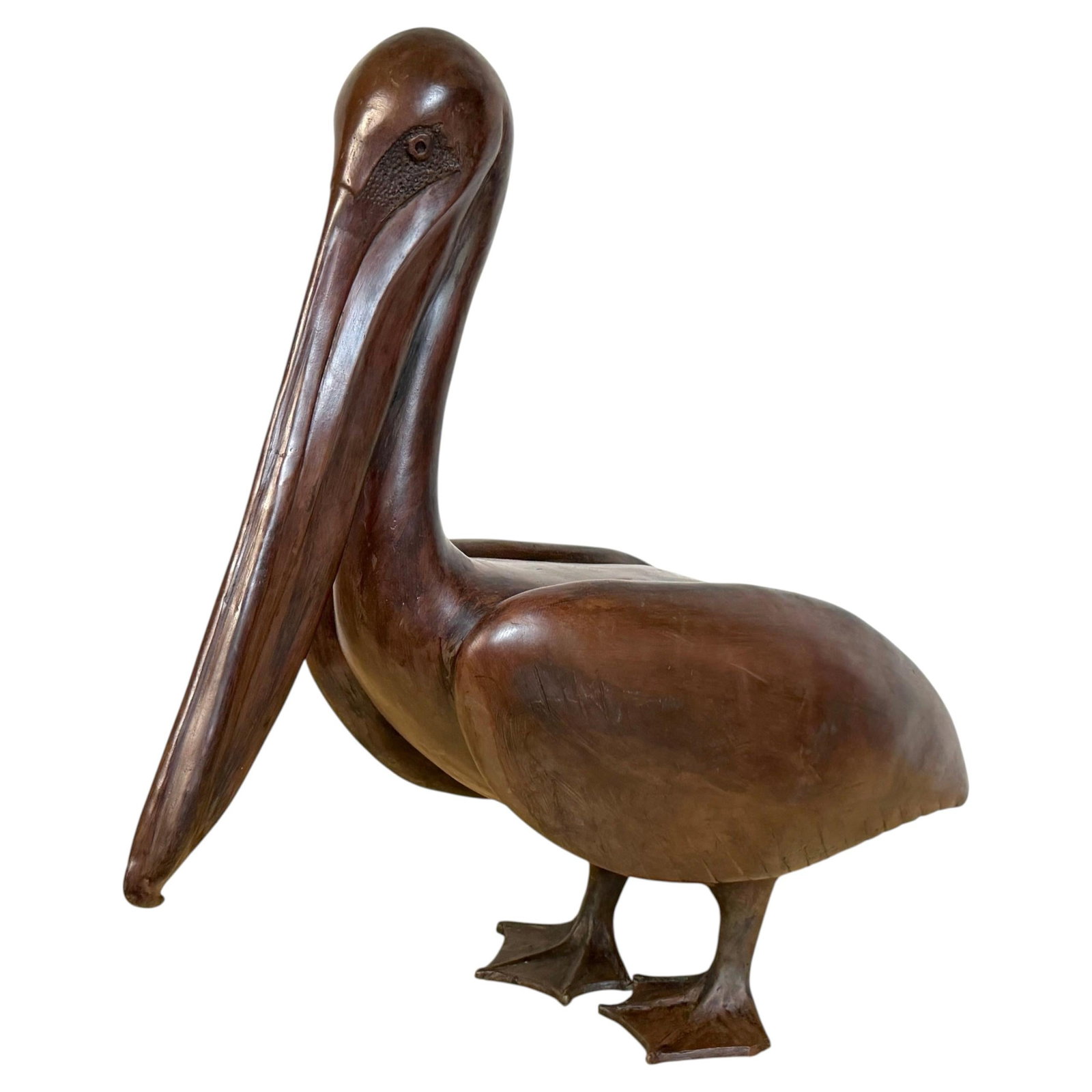 American Art Moderne bronze pelican figure circa 1940s: American Art Moderne bronze pelican figure circa 1940s Monumental Art Moderne pelican sculpture from the United States, dating to the 1940s. This cast bronze work features an engraved and patinated su