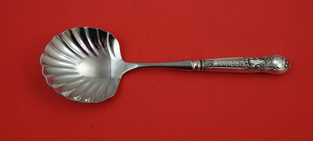 Wallace Coburg Sterling Silver Berry Spoon 10 Inch Shell Handle: Wallace Coburg Sterling Silver Berry Spoon 10 Inch Shell Handle This Coburg Berry Spoon by Wallace is a stunning serving utensil made of high-quality sterling silver. Featuring a shell hollow handle, 