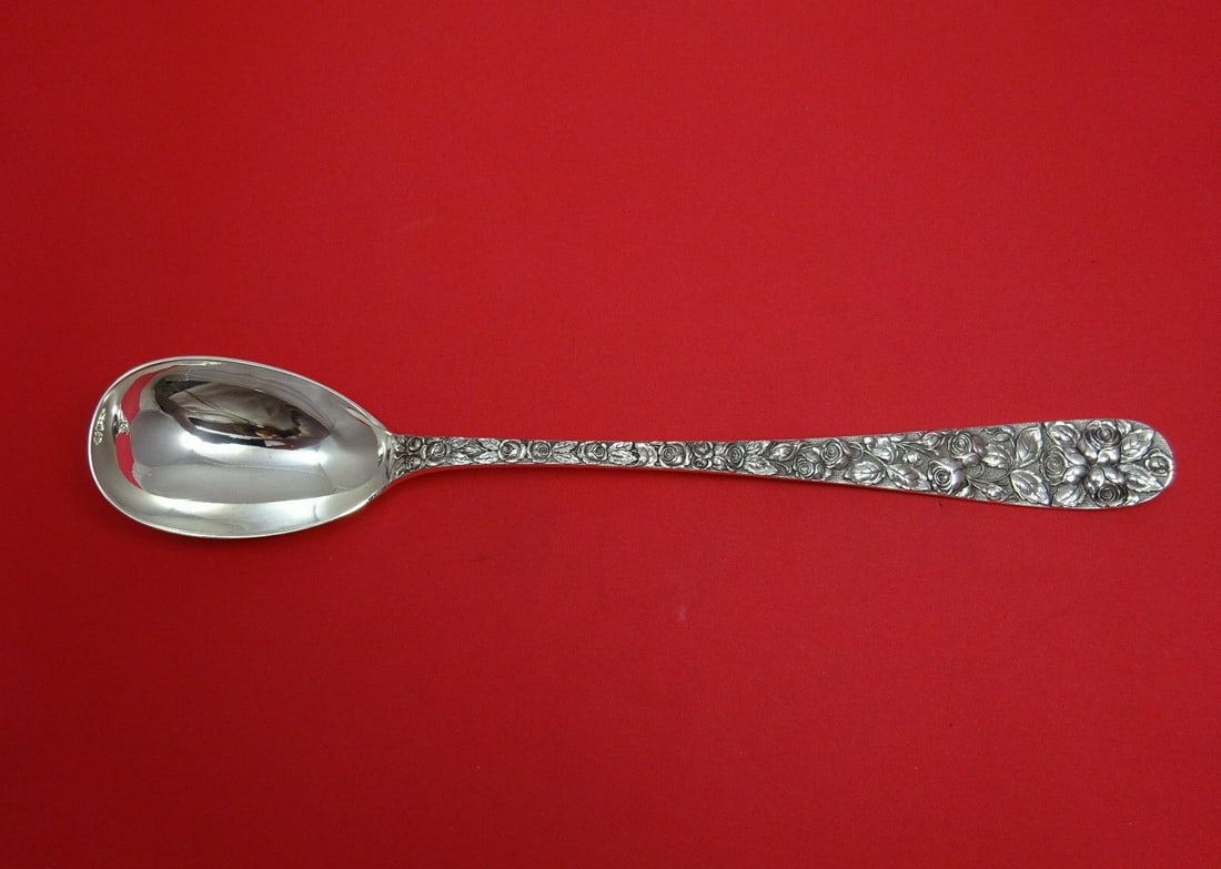 Schofield Baltimore Rose Sterling Silver Serving Spoon 12 3/4 Ovoid Shape: Schofield Baltimore Rose Sterling Silver Serving Spoon 12 3/4 Ovoid Shape This exquisite serving spoon features the Baltimore Rose pattern by Schofield, crafted from high-quality sterling silver. With