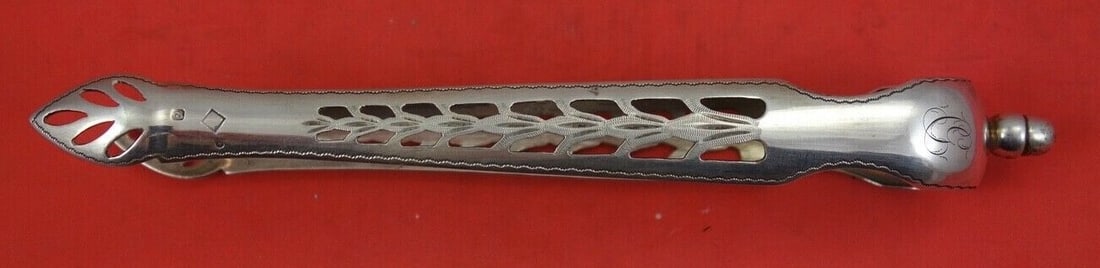 Engraved Coin Silver Ice Tongs by Various Makers 6.5 inches (1 of 2)