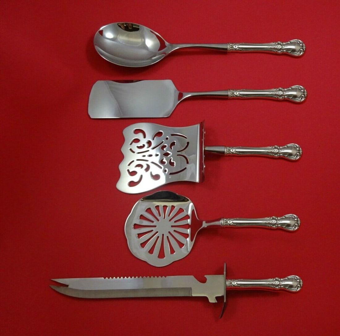 Towle Old Master Sterling Silver 5pc Brunch Serving Set with Stainless Implements: Towle Old Master Sterling Silver 5pc Brunch Serving Set with Stainless Implements Elevate your brunch gatherings with this exquisite 5-piece hostess serving set from Towle, featuring the elegant Old M