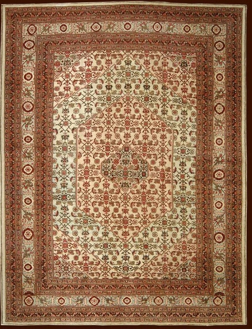 9' 4" x 12' 7" Persian Tabriz room rug Herati fish design (1 of 7)