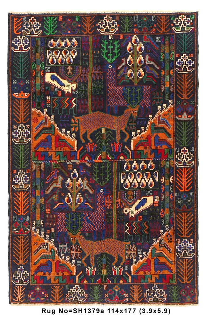 3.9 x 5.10 Handmade Wool Rug Pictorial Animals Artisan Crafted: 3.9 x 5.10 Handmade Wool Rug Pictorial Animals Artisan Crafted Free continental US Shipping Enhance your living space with this stunning Handmade Wool Rug, measuring 3.9 x 5.10 feet. This exquisite ar