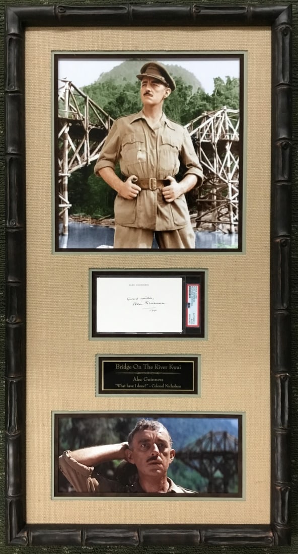 PSA framed Bridge on the River Kwai Alec Guinness autograph display (1 of 7)