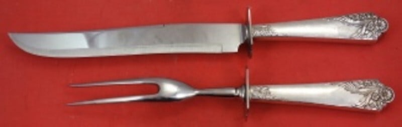 Amston Ecstasy Sterling Silver 2pc Roast Carving Set with Stainless Blades (1 of 2)