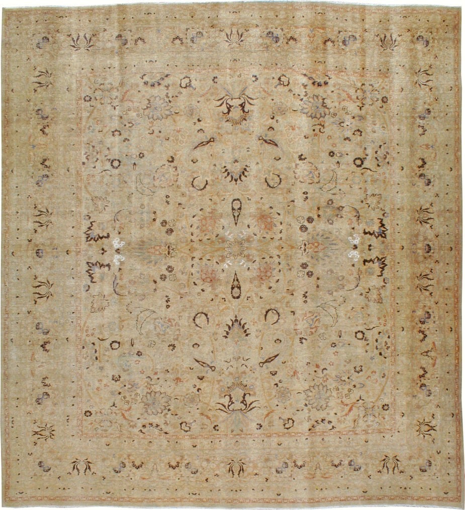 11' 8" x 12' 10" Early 20th Century Persian Meshed Square Room Rug (1 of 5)