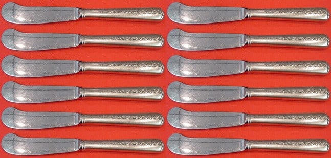 12 Towle Rambler Rose Sterling Silver Hollow Handle Butter Spreaders (1 of 1)