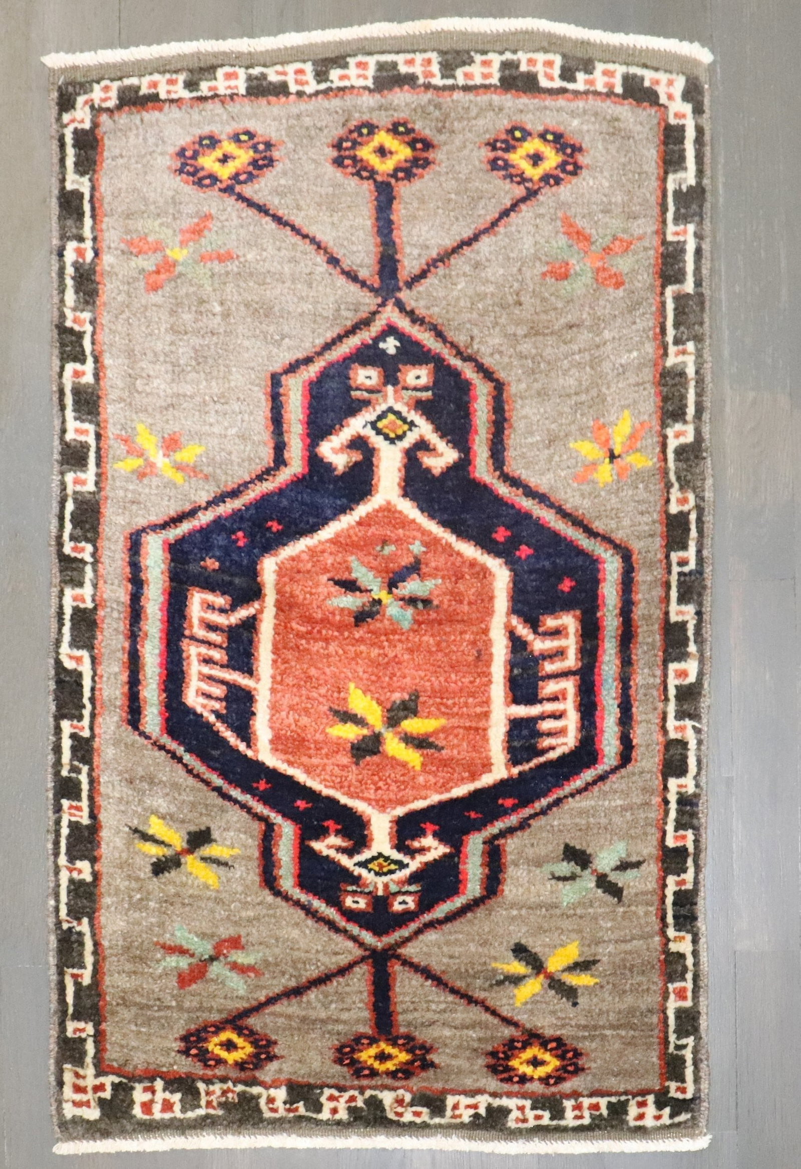 1' 10" x 2' 11" Turkish Kars Yastik Rug: 1' 10" x 2' 11" Turkish Kars Yastik Rug Mid-20th century Turkish Kars yastik rug in a mini size. This pre-owned piece is identified as a Kars type and offers a compact format suitable for small spaces