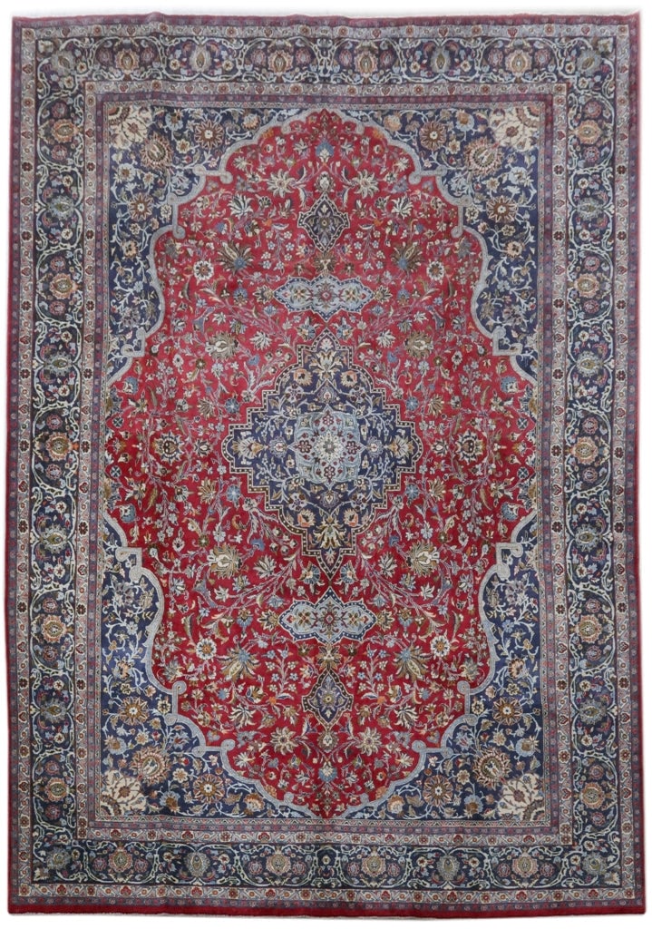 Handcrafted 11'4" x 16'1" Red Persian Najafabad Esfahan Area Rug: Handcrafted 11'4" x 16'1" Red Persian Najafabad Esfahan Area Rug Free continental US Shipping Enhance your space with the timeless allure of this handcrafted Red Persian Najafabad Esfahan rug. Measuri