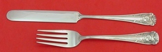 Gorham H 109 Sterling Silver Junior Knife & Fork Set Art Nouveau (1 of 2)