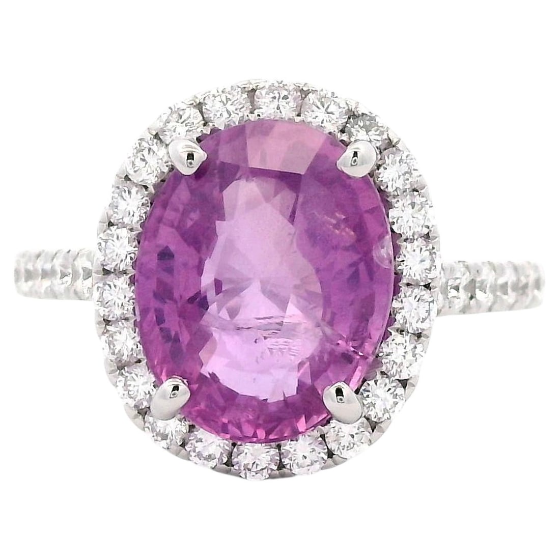 5.09ct No Heat Pink Sapphire Diamond Halo Ring GIA (1 of 4)