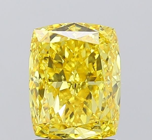 Loose Diamond - CUSHION MODIFIED 2.16ct Fancy Vivid Yellow VS1: Loose Diamond - CUSHION MODIFIED 2.16ct Fancy Vivid Yellow VS1 Source: This is a real non-mined Diamond that has been grown in a lab Shape: CUSHION MODIFIED Carats: 2.16 Color: Fancy Vivid Yellow Cert